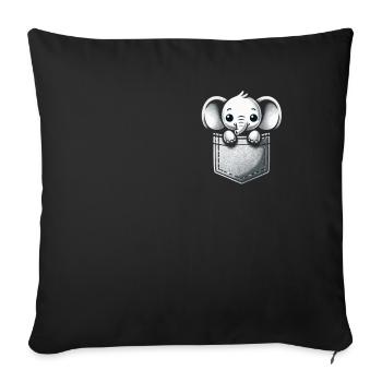 Éléphant Animal Éléphant Zoo - Housse de coussin décorative 45 x 45 cm - noir - Devant