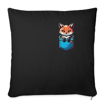 Fox Foxes Animal - Sofa pillowcase 17,3'' x 17,3'' (45 x 45 cm) - black - Front