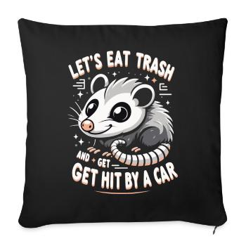 Opossum Possum Animal - Housse de coussin décorative 45 x 45 cm - noir - Devant