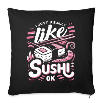Sushi Cuisine Japonaise Maki Sushi Kawaii - Housse de coussin décorative 45 x 45 cm - noir - Devant
