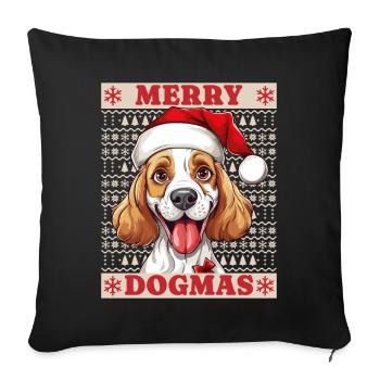 Dog Christmas Ugly Merry Dogmas Santa Hat - Sofa pillowcase 17,3'' x 17,3'' (45 x 45 cm) - black - Front