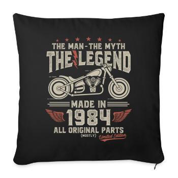 1984 Vintage Man Myth Legend Motorcycle - Sofa pillowcase 17,3'' x 17,3'' (45 x 45 cm) - black - Front