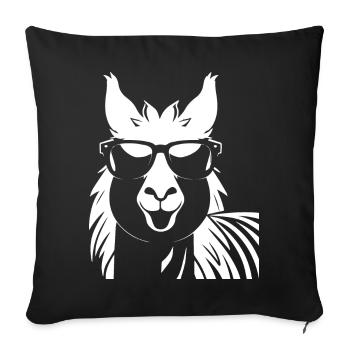 Drôle d’alpaga portant des lunettes de soleil cool alpagas - Housse de coussin décorative 45 x 45 cm - noir - Devant