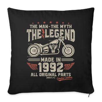 1992 Vintage Man Myth Legend Motorcycle - Sofa pillowcase 17,3'' x 17,3'' (45 x 45 cm) - black - Front