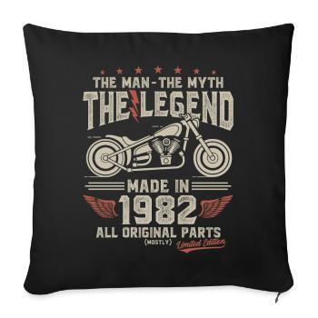 1982 Vintage Man Myth Legend Motorcycle - Sofa pillowcase 17,3'' x 17,3'' (45 x 45 cm) - black - Front