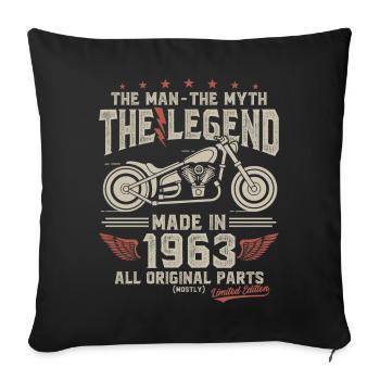 1963 Vintage Man Myth Legend Motorcycle - Sofa pillowcase 17,3'' x 17,3'' (45 x 45 cm) - black - Front