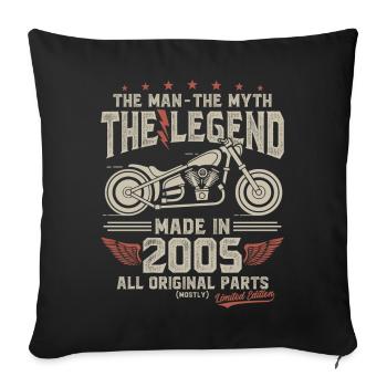 2005 Vintage Man Myth Legend Motorcycle - Sofa pillowcase 17,3'' x 17,3'' (45 x 45 cm) - black - Front