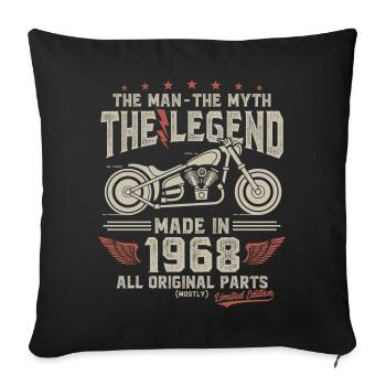 1968 Vintage Man Myth Legend Motorcycle - Sofa pillowcase 17,3'' x 17,3'' (45 x 45 cm) - black - Front
