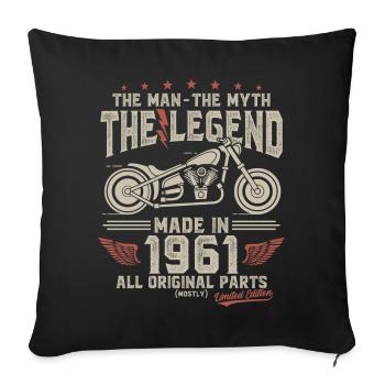 1961 Vintage Man Myth Legend Motorcycle - Sofa pillowcase 17,3'' x 17,3'' (45 x 45 cm) - black - Front