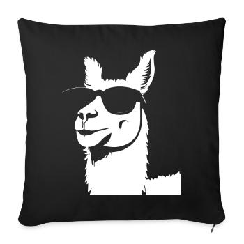 Lustiges Lama mit Sonnenbrille Coole Lamas - Sofakissenbezug 45 x 45 cm - Schwarz - Vorne