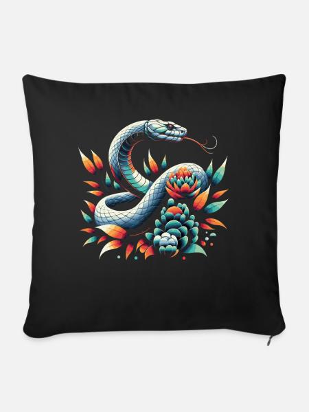 Schlange Schlangen Tier - Sofakissenbezug 45 x 45 cm - Schwarz