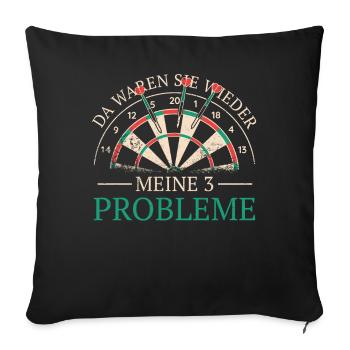 Dart Darts Dartspieler Dartsport - Sofakissenbezug 45 x 45 cm - Schwarz - Vorne