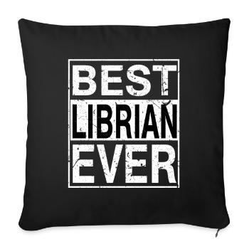 Meilleur bibliothécaire de tous les temps bibliothécaire cadeau - Housse de coussin décorative 45 x 45 cm - noir - Devant