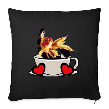 Coffee Break Fish Caffeine Refreshment Fantasy - Sofa pillowcase 17,3'' x 17,3'' (45 x 45 cm) - black - Front