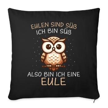 Noctambule, Hibou, Hibou, Oiseau - Housse de coussin décorative 45 x 45 cm - noir - Devant