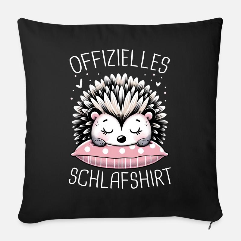 Igel Weißbauchigel Tier Stachel Igel - Sofakissenbezug 45 x 45 cm - Schwarz