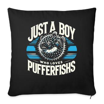 Pufferfish, Pufferfish, Fish, Ocean, Animal - Sofa pillowcase 17,3'' x 17,3'' (45 x 45 cm) - black - Front