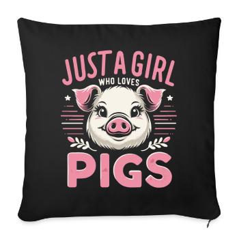 Pig Animal - Sofa pillowcase 17,3'' x 17,3'' (45 x 45 cm) - black - Front