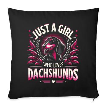 Chien teckel - Housse de coussin décorative 45 x 45 cm - noir - Devant
