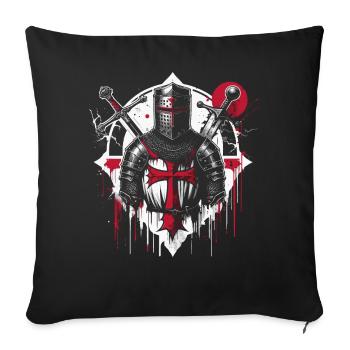 Deus Vult Kreuzritter Tempelritter Mittelalter - Sofakissenbezug 45 x 45 cm - Schwarz - Vorne