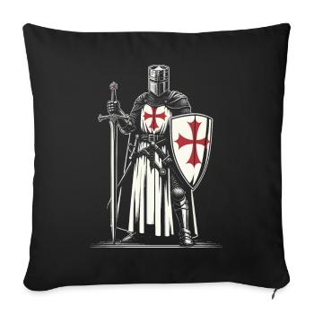 Deus Vult Kreuzritter Tempelritter Mittelalter - Sofakissenbezug 45 x 45 cm - Schwarz - Vorne