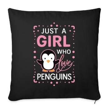 Penguin Penguin Animal - Sofa pillowcase 17,3'' x 17,3'' (45 x 45 cm) - black - Front