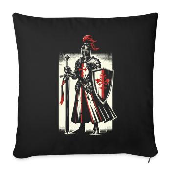 Deus Vult Kreuzritter Tempelritter Mittelalter - Sofakissenbezug 45 x 45 cm - Schwarz - Vorne