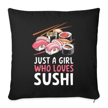 Sushi Cuisine Japonaise Maki Sushi Kawaii - Housse de coussin décorative 45 x 45 cm - noir - Devant