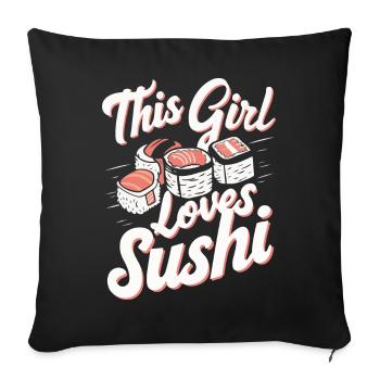 Sushi Cuisine Japonaise Maki Sushi Kawaii - Housse de coussin décorative 45 x 45 cm - noir - Devant