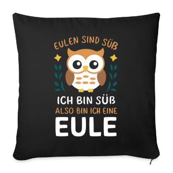 Noctambule, Hibou, Hibou, Oiseau - Housse de coussin décorative 45 x 45 cm - noir - Devant