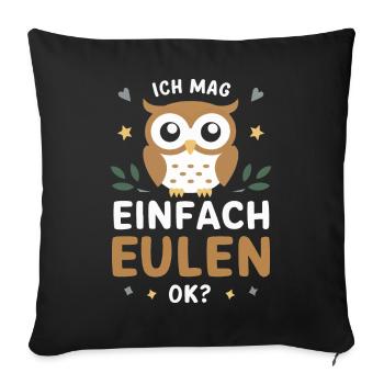 Noctambule, Hibou, Hibou, Oiseau - Housse de coussin décorative 45 x 45 cm - noir - Devant