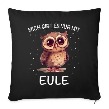 Noctambule, Hibou, Hibou, Oiseau - Housse de coussin décorative 45 x 45 cm - noir - Devant