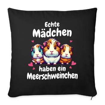Cochon d’Inde à poil long chiens à crête à poil long - Housse de coussin décorative 45 x 45 cm - noir - Devant