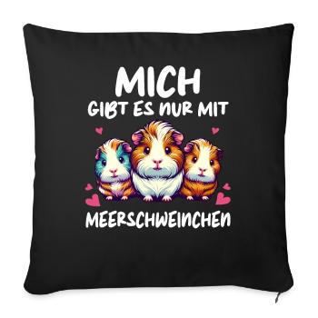 Cochon d’Inde à poil long chiens à crête à poil long - Housse de coussin décorative 45 x 45 cm - noir - Devant