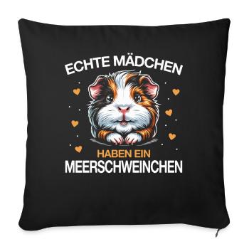 Cochon d’Inde à poil long chiens à crête à poil long - Housse de coussin décorative 45 x 45 cm - noir - Devant