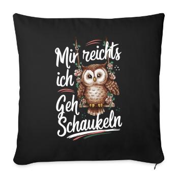 Noctambule, Hibou, Hibou, Oiseau - Housse de coussin décorative 45 x 45 cm - noir - Devant