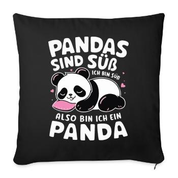 Panda Panda Bear Pandas - Sofa pillowcase 17,3'' x 17,3'' (45 x 45 cm) - black - Front