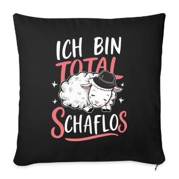 moutons, troupeau de moutons, ferme, agriculteur, berger - Housse de coussin décorative 45 x 45 cm - noir - Devant