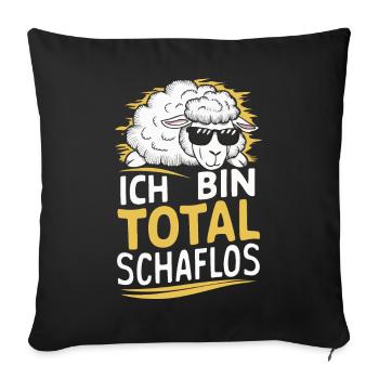 moutons, troupeau de moutons, ferme, agriculteur, berger - Housse de coussin décorative 45 x 45 cm - noir - Devant