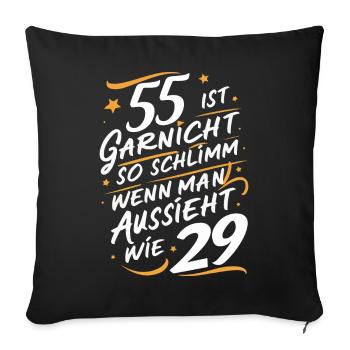 Cadeau d’anniversaire 55 ans anniversaire garçon - Housse de coussin décorative 45 x 45 cm - noir - Devant