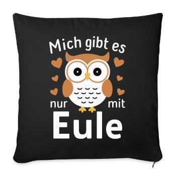 Noctambule, Hibou, Hibou, Oiseau - Housse de coussin décorative 45 x 45 cm - noir - Devant