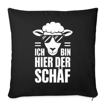 moutons, troupeau de moutons, ferme, agriculteur, berger - Housse de coussin décorative 45 x 45 cm - noir - Devant