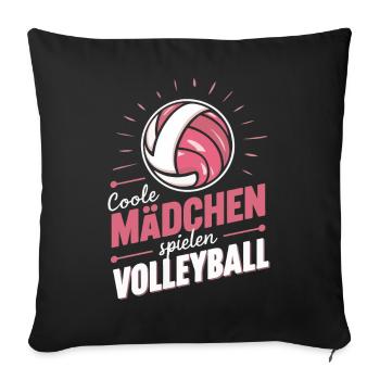 Volley-ball Volley-ball de plage Joueurs de volley-ball sportifs - Housse de coussin décorative 45 x 45 cm - noir - Devant