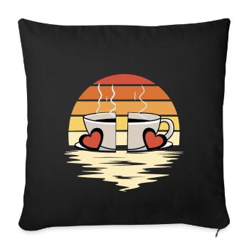 Tasse à café rétro de la Saint-Valentin pour deux années 80 90 - Housse de coussin décorative 45 x 45 cm - noir - Devant