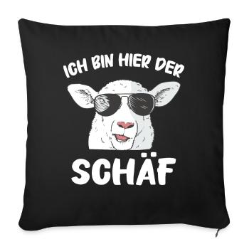 moutons, troupeau de moutons, ferme, agriculteur, berger - Housse de coussin décorative 45 x 45 cm - noir - Devant