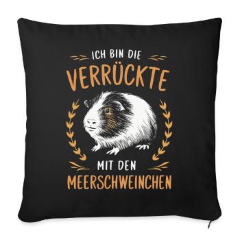 Cochon d’Inde à poil long chiens à crête à poil long - Housse de coussin décorative 45 x 45 cm - noir - Devant