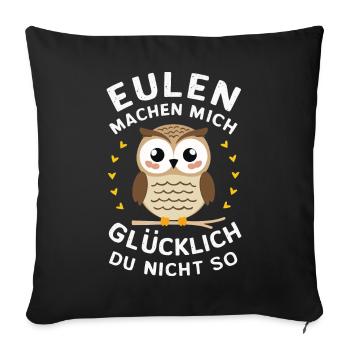 Noctambule, Hibou, Hibou, Oiseau - Housse de coussin décorative 45 x 45 cm - noir - Devant