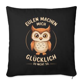 Noctambule, Hibou, Hibou, Oiseau - Housse de coussin décorative 45 x 45 cm - noir - Devant
