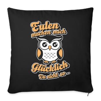 Noctambule, Hibou, Hibou, Oiseau - Housse de coussin décorative 45 x 45 cm - noir - Devant