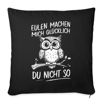 Noctambule, Hibou, Hibou, Oiseau - Housse de coussin décorative 45 x 45 cm - noir - Devant